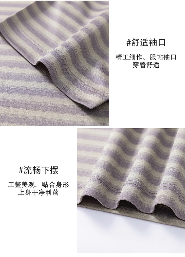 Áo polo nam tay ngắn cổ bẻ sọc kẻ chất liệu tơ tằm mulberry mềm mịn — Vàng tím 8878 chi tiết 9