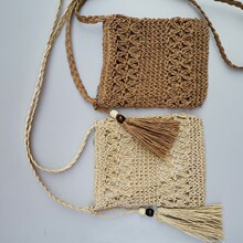 手工编织韩版慵懒风纯色手工编织草编包夏日沙滩森系手提单肩包女