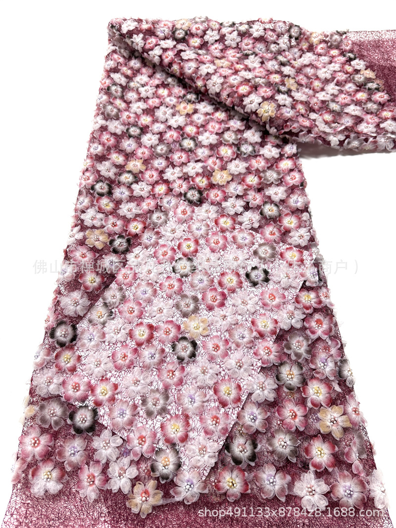 Fabricante nuevo 3D pequeña tela de flores y cuentas ins red con un vestido fresco pequeño vestido de tela de moda