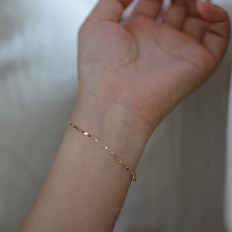 Sparkling Japanese Design S925 Sterling Silver Plated 14K Gold Exquisite Minimalist Sequins Kiss Lip Bracelet