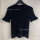 Small fragrant style high version CH home 25 spring and summer new solid color round neck hollow pleated sweater short sleeve casual top