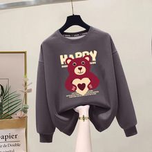 厂家直销小众设计感圆领卫衣女洋气时尚百搭加绒加厚春秋冬季上衣