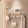 【Milk white length 36CM】Walnut color 5 hooks + storage rack
