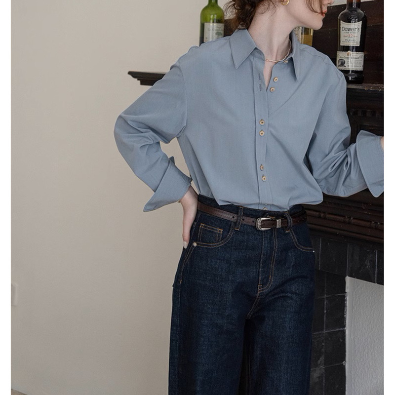 Dailyart "Frida's Rose" Suede Forged Back Embroidered French Commuter Long Sleeve Shirt Dailyart "Frida's Rose" Suede Forged Back Embroidered French Commuter Long Sleeve Shirt