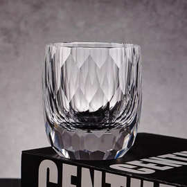 日式江户切子透明红酒杯水晶玻璃杯高级轻奢威士忌黑武士洋酒杯