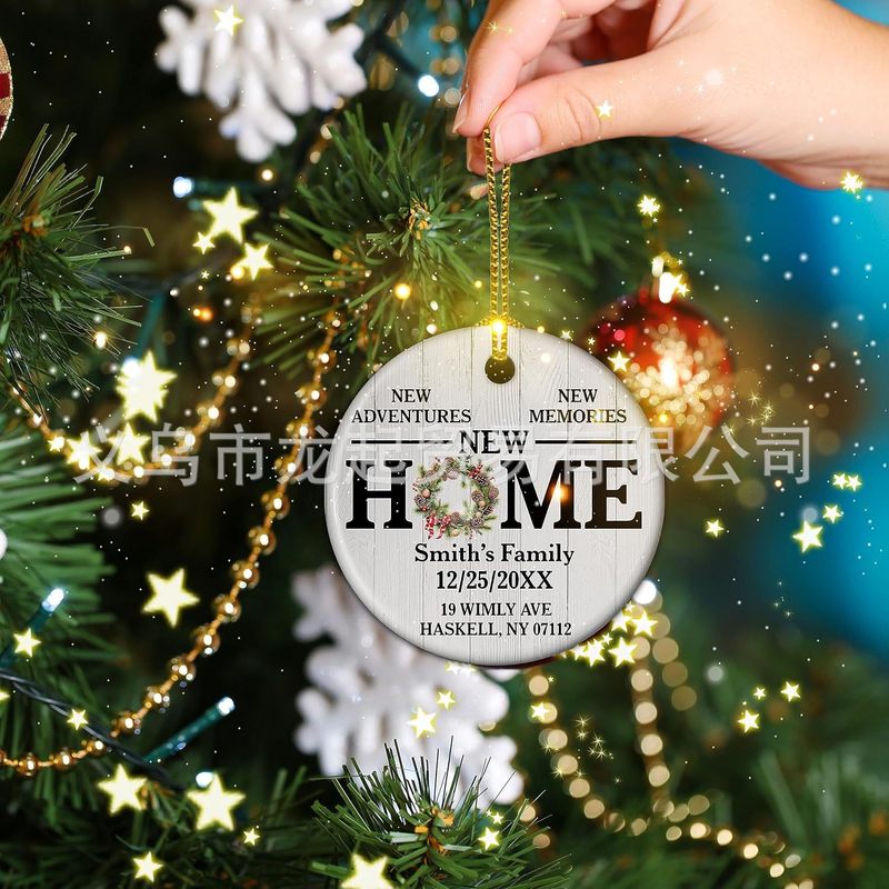 クリスマスの住所装飾品カスタム名前と日付新婚プレゼント掛け輪装飾品陶磁器記念新居|undefined