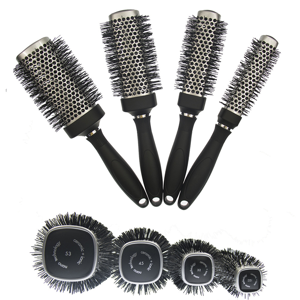 陶瓷負(fù)離子導(dǎo)熱空氣梳美發(fā)梳內(nèi)扣蓬松造型梳圓滾梳
