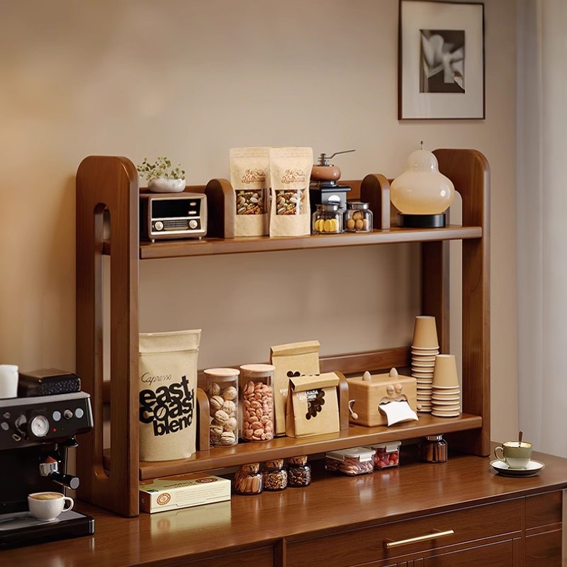 Portavasos de madera maciza estante de almacenamiento estante para tazas estante para escritorio estante para bocadillos multicapa estante para libros de mesa