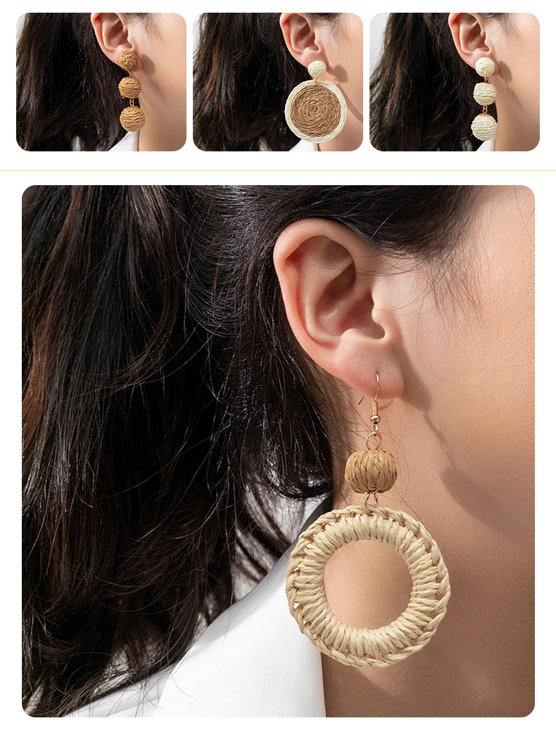 Vacation Round Wax Line Drop Earrings display picture 2