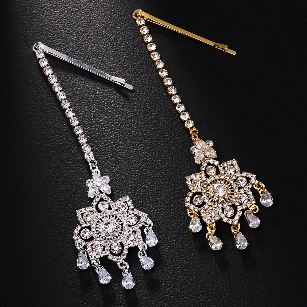 Nuevo exótico Feng Shui goteo cadena de frente retro novia diamantes cejas colgantes accesorios de tendencia de rendimiento cadena de pelo