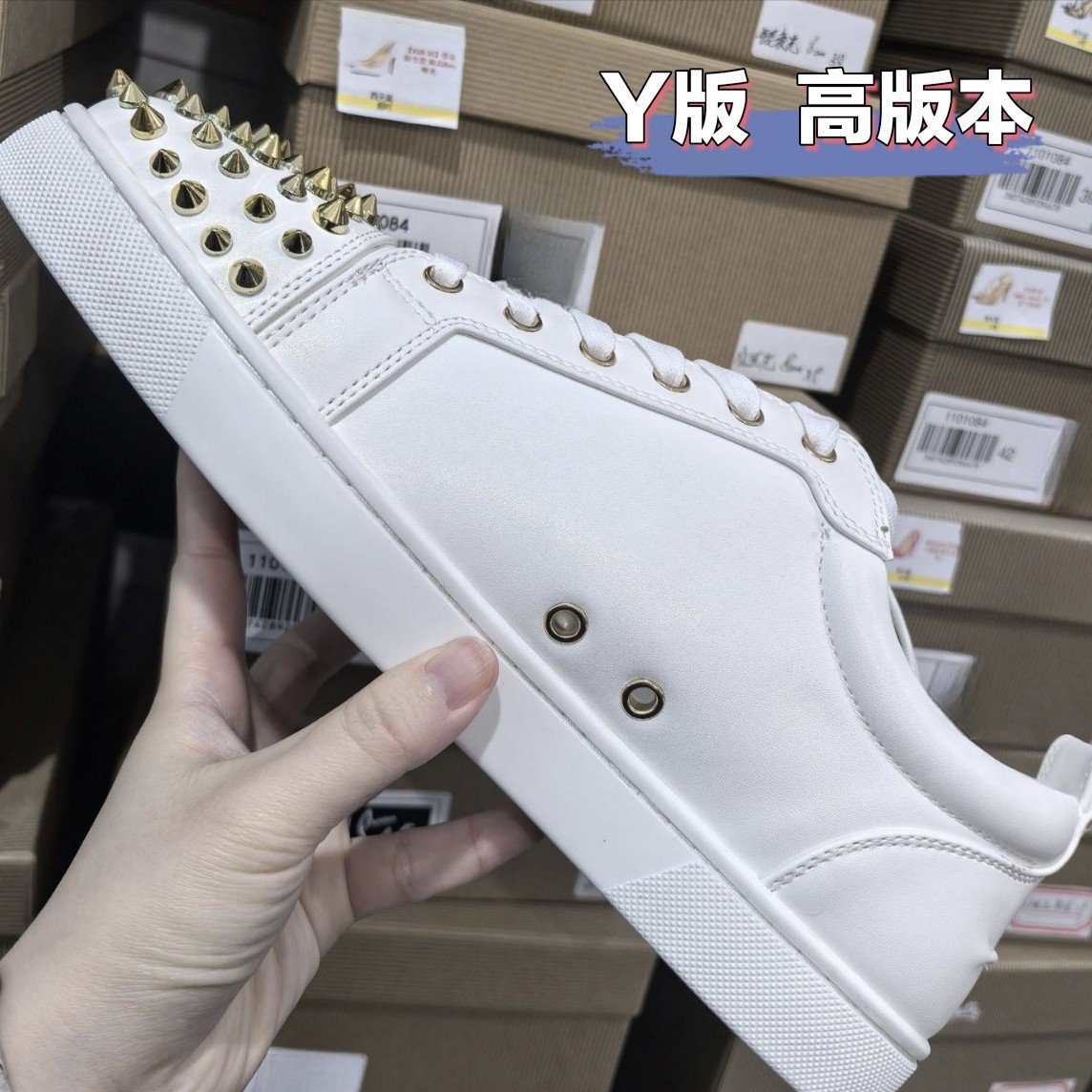 Foreign Trade European Station Cl Red Sole Shoes New Low-Top High-Top Men's Shoes Red Sole Couple Trendy Studded Casual Lace-Up