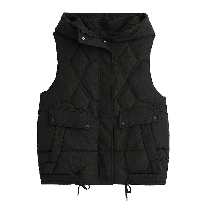2023 invierno nuevo estilo europeo encapuchado universal grueso abrigo de cubierta suelto chaleco de algodón de pluma de moda femenina image 6