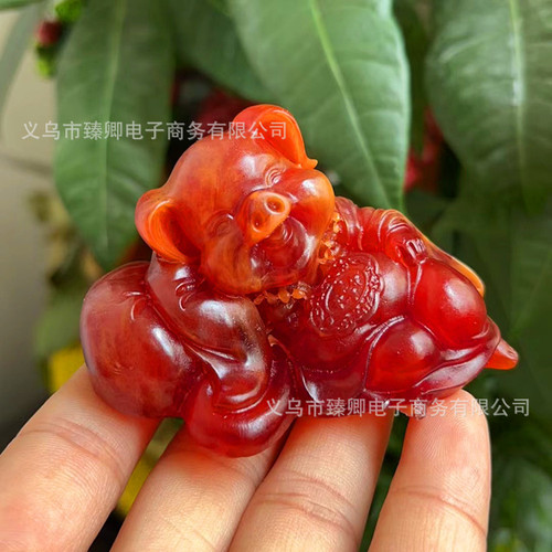 Factory Direct Supply Agarwood Ash Amber Fortune Longevity Happiness Wealth Set Ornament Home Office Desk Small Decor Live Stream Goods