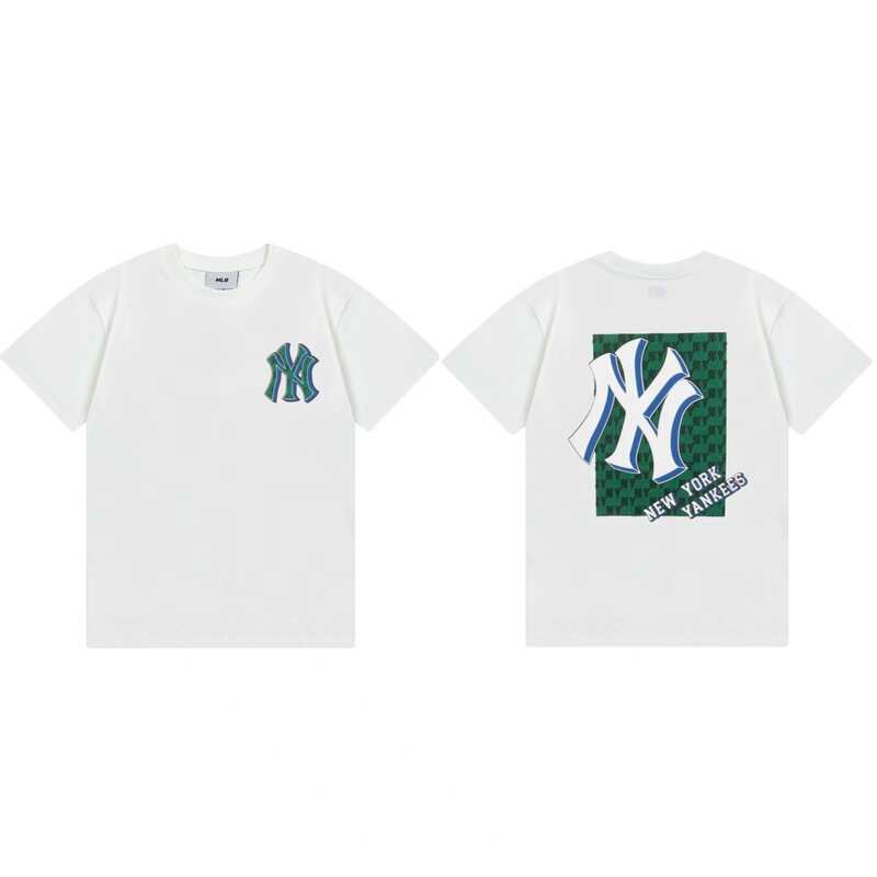 クロスボーダーMLB新ロゴ刺繍ファッション半袖フルプリントルーズTシャツ男性と女性用、ドロップシッピング|undefined