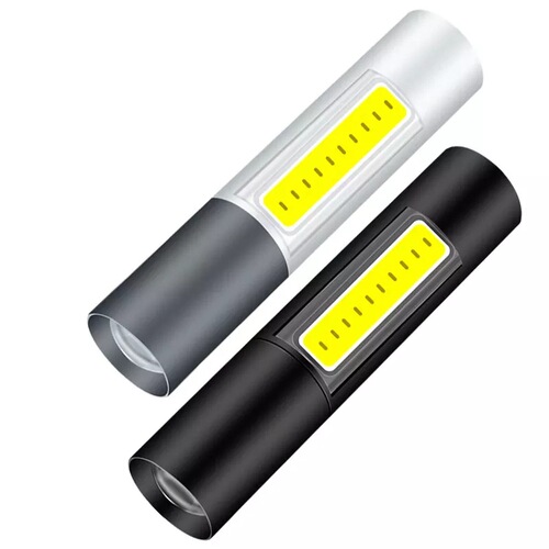 USB rechargeable portable COB side light outdoor lighting mini gift flashlight new LED zoom bright flashlight