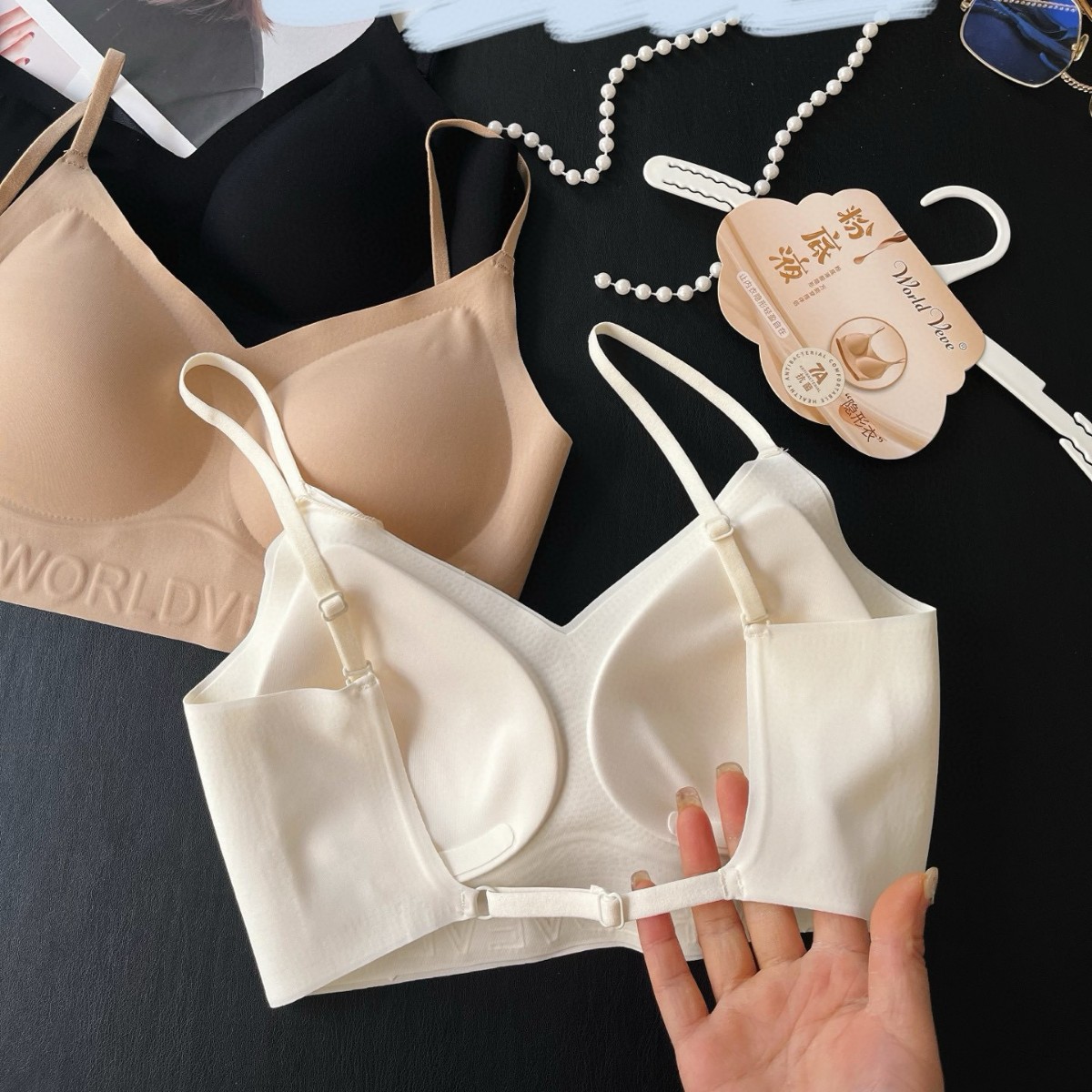 Stainless underwear large backless one with invisible beautiful back wrapping chest anti-sagging side-collapse beautiful back lingerie 5169