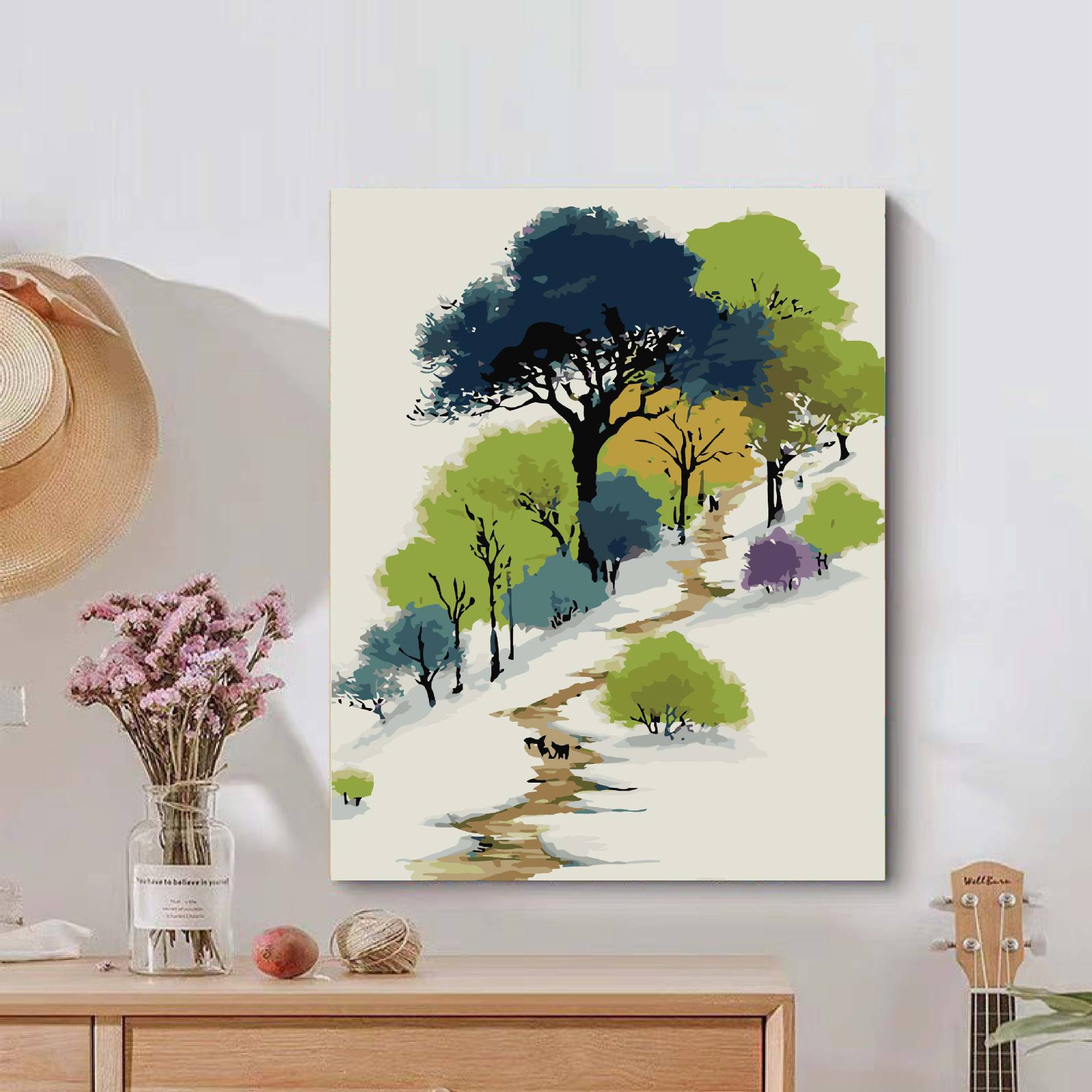 Tinta de montaña Lindiy pintura al óleo digital paisaje curado departamento de alta sensación de pintura al óleo de relleno manual pintura acrílica descomprimida