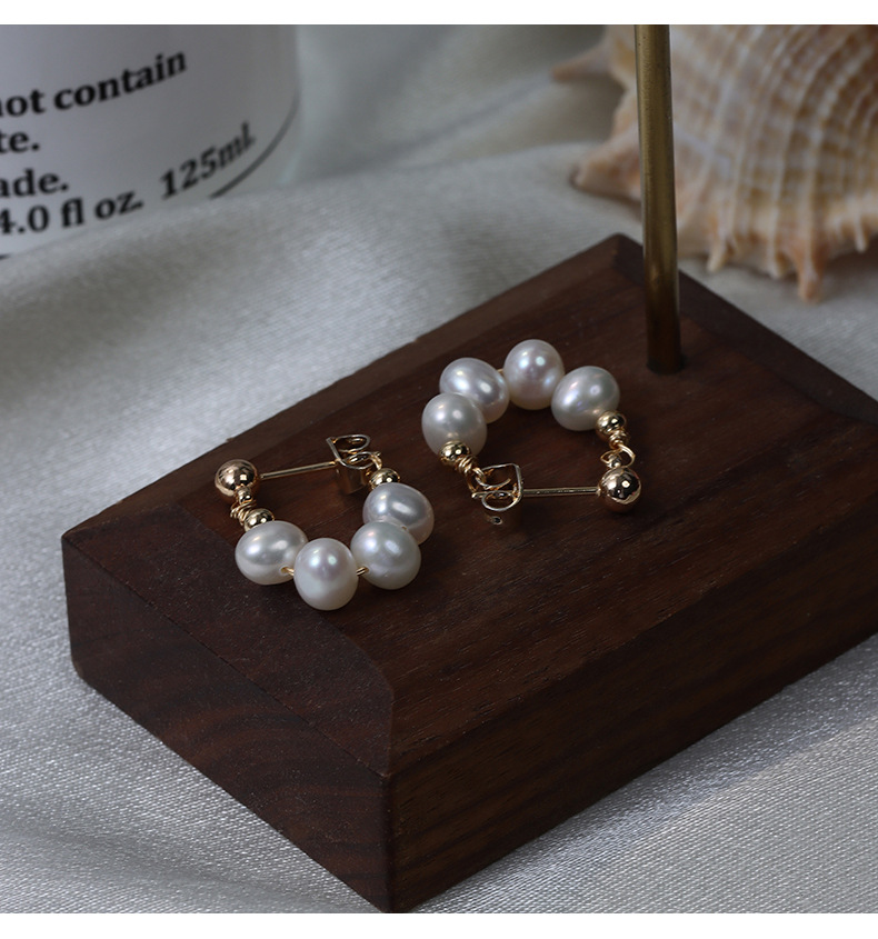 1 Pair Freshwater Pearl Copper Freshwater Pearl Freshwater Pearl Earrings Solid Color Drop Earrings Earrings display picture 6