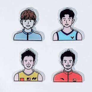 Lin Dan Lee Chong Wei Lee Zijia Shida Qianyang Cartoon Badminton Refrigerator Magnet Badge Brooch DIY Decoration