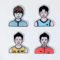 Lin Dan Lee Chong Wei Lee Zijia Shida Qianyang мультфильм бадминтон магнит на холодильник значок брошь DIY украшение