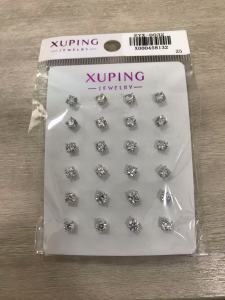 White plated 4mm four-prong, 12 pairs per card