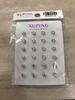 White plated 4mm four-prong, 12 pairs per card