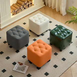 Sitting Pier Simple Modern Sofa Footstool Household Living Room Low Stool Light Luxury Leather Stool Shoe Changing Stool Children's Small Stool Square Stool
