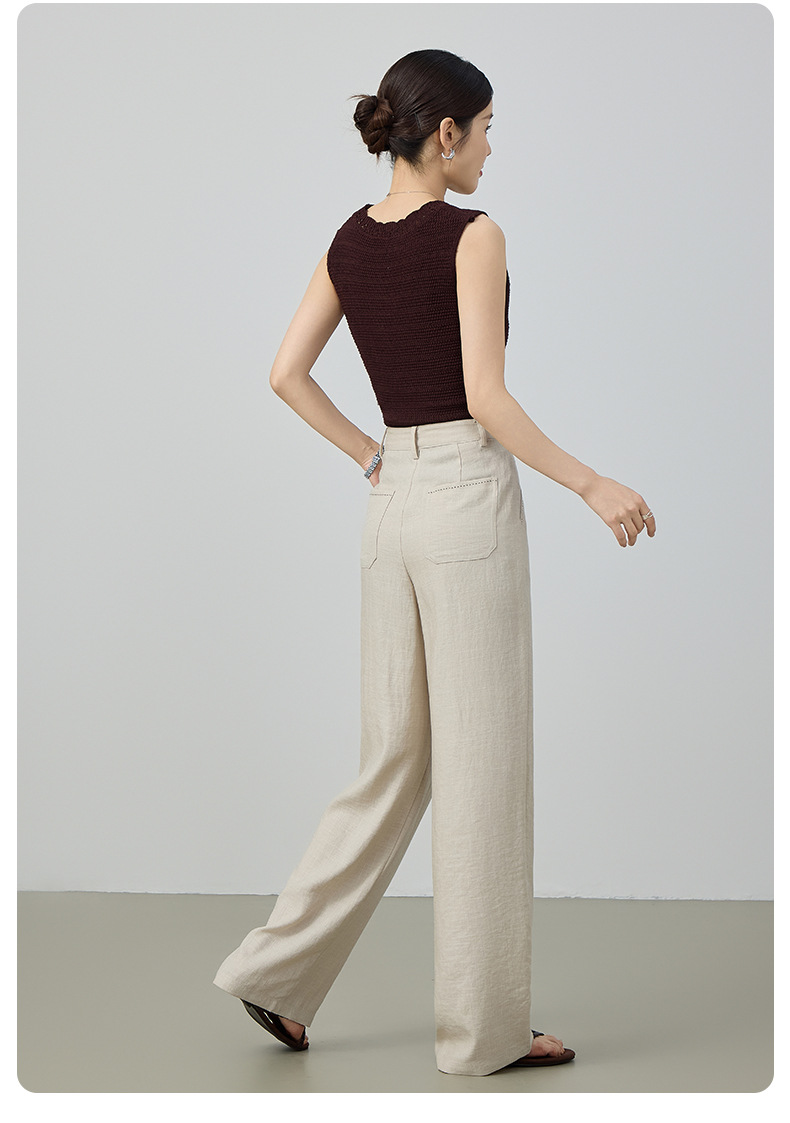 Quần culottes nữ ống rộng cạp cao vải lanh pha mùa hè — Màu sắc chi tiết 25