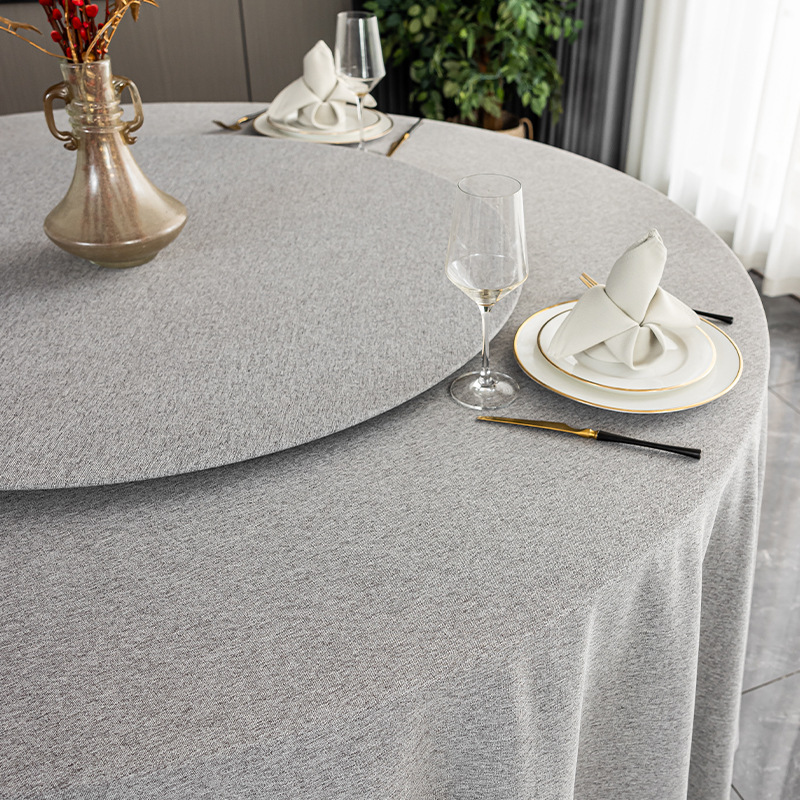 2025 nuevo mantel de hotel, mesa redonda, impermeable, a prueba de polvo, resistente al desgaste, tela de mesa de comedor con textura de algodón y lino de imitación al por mayor