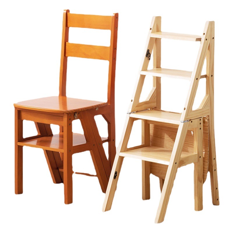 El comercio exterior del hogar escalera silla plegable de doble propósito escalera taburete de escalada de interior escaleras de pedal multifuncional escalera de madera maciza silla