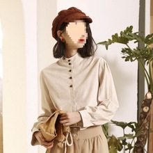 衬衣女长袖2025新款春季打底上衣法式小众立领衬衫