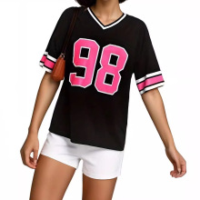 女宽松T恤 插色袖子 数字印花 NFL美式足球运动上衣