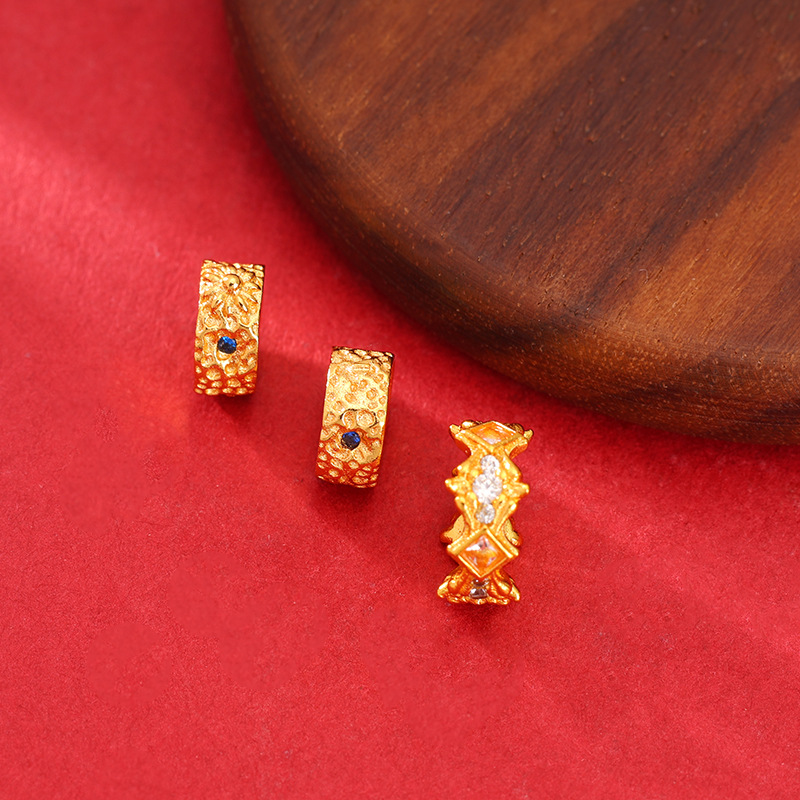 24k gold-plated copper crown with diamonds, spacer beads, bracelet pads, Buddhist beads, DIY jewelry accessories