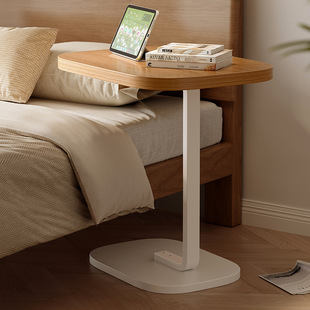 Bedside Table Bedroom Bedside Storage Rack Mobile Lazy Solid Wood Household Small Coffee Table Lifting and Flipping Small Table