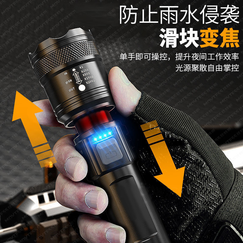 Linterna de luz fuerte al aire libre súper brillante tiro largo P50 linterna telescópica enfoque linterna portátil de alta potencia