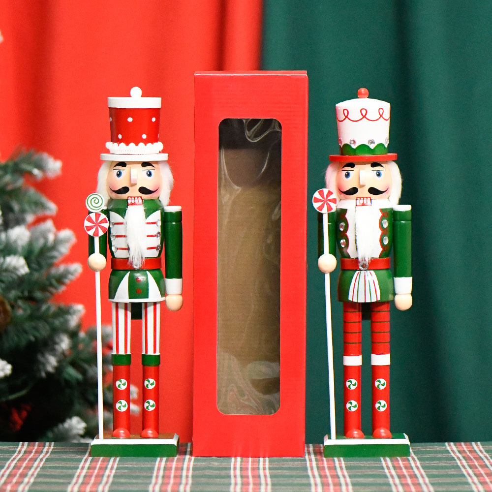 Fronteriza europea 38cm adornos de escritorio de madera cascanueces pintados soldados rojos y verdes dulces fábrica directa