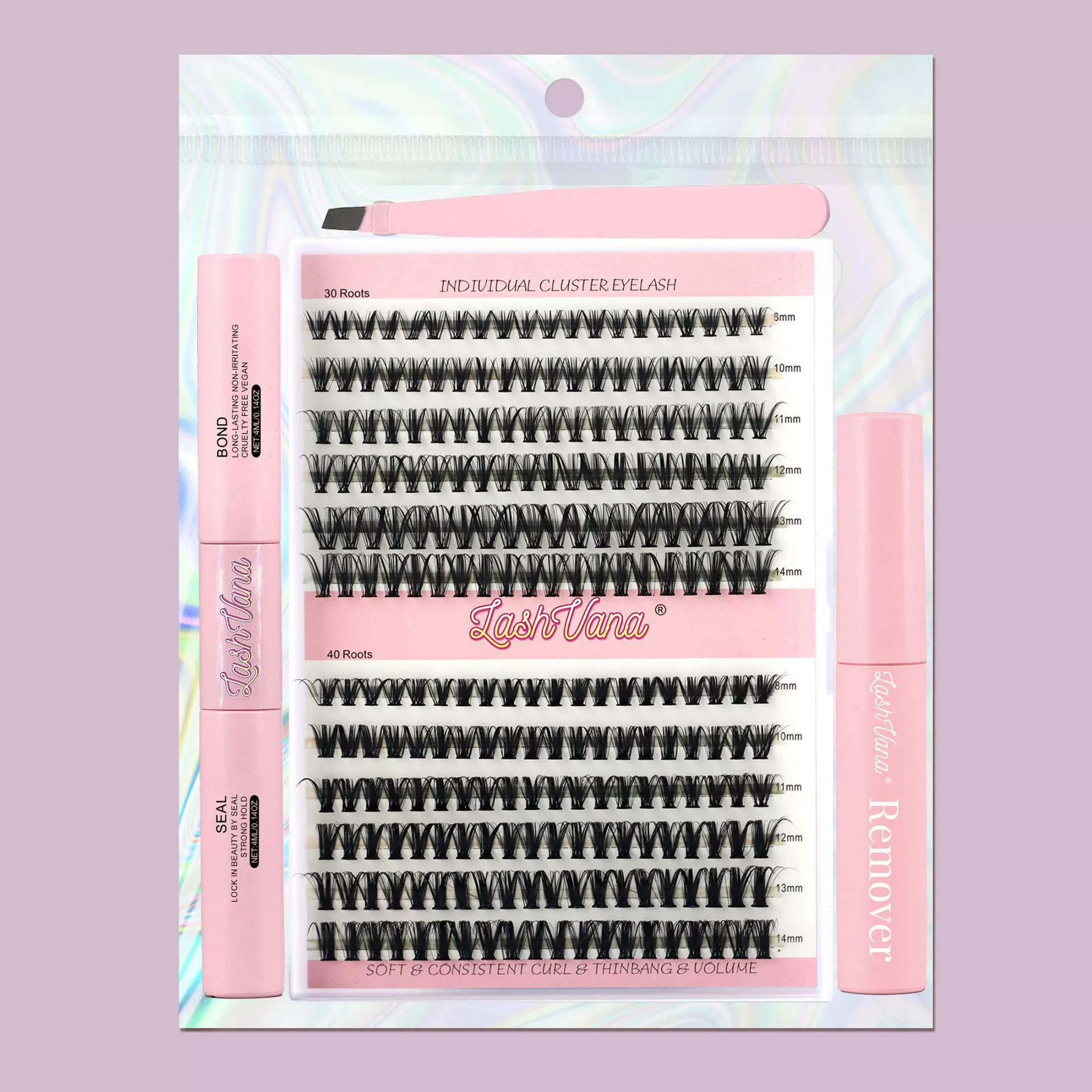 Eyelash Kit (DIY) 240 Cluster Lashes, Multi-Volume Sets with Tweezers & Glue Options