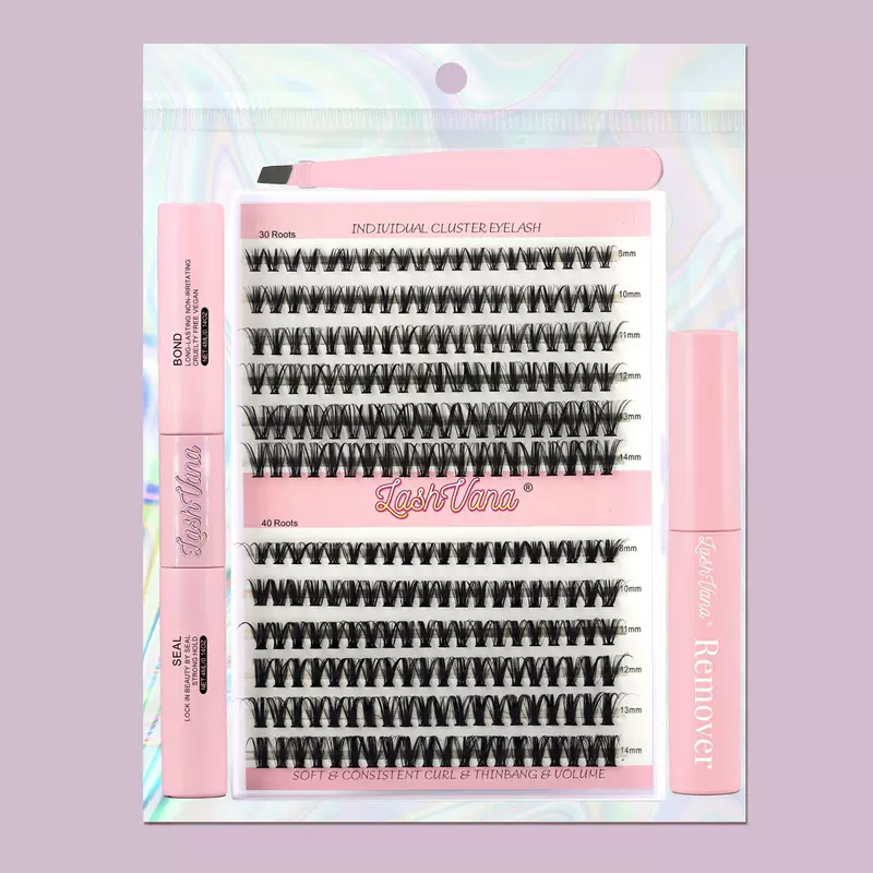 Eyelash Kit (DIY) 240 Cluster Lashes, Multi-Volume Sets with Tweezers & Glue Options