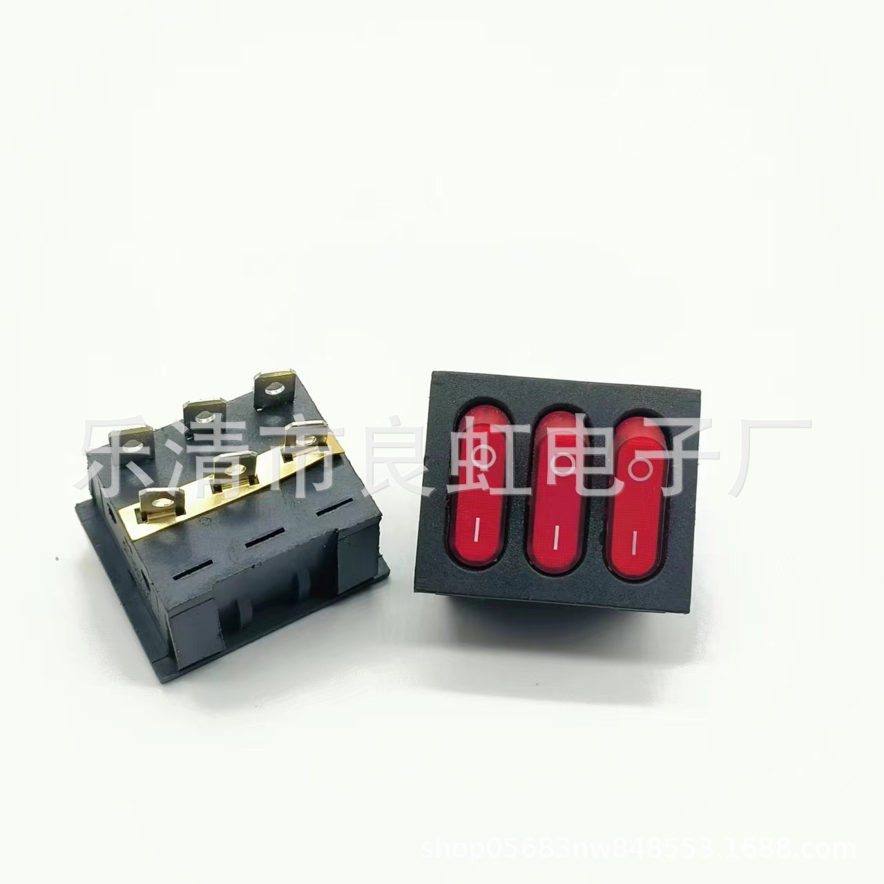 船型开关KCD6供船型开关三联9脚2档6A/10A250V带灯大电流翘板开关