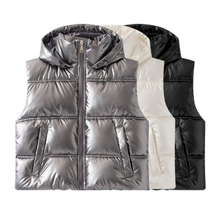 Autumn and Winter New European and American Airlines Vest Loose Casual Hooded Technology Sense Cotton-padded Jacket Coat Women's Coat
