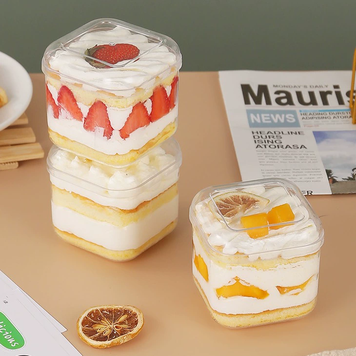 Квадратная прозрачная Одноразовая чашка для Мусса PS Конфеты Галантерейные товары Подарочная коробка Торт Фруктовая десертная чашка Коробка для пудинга Чашка для желе