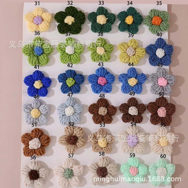 Woven knitted brooch handmade, accessory, accessories, flowered