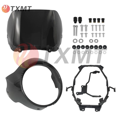 Motorcycle front windshield – Suitable for Honda Gb350/S - carbon-headlight-cover-smoked-black-windshield