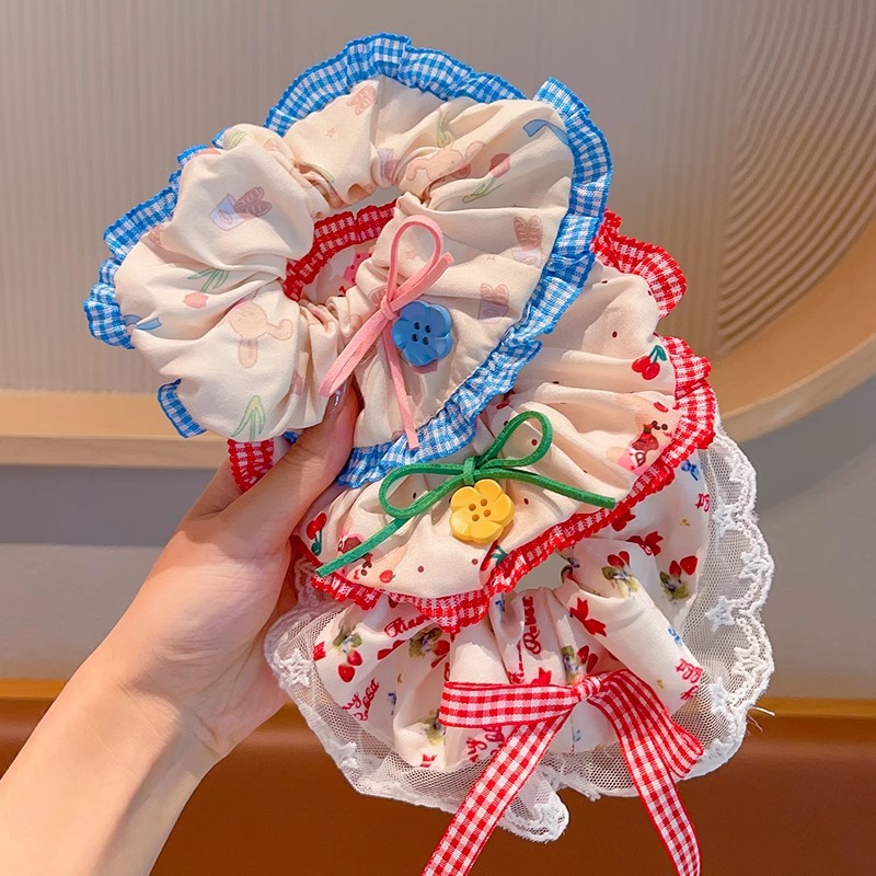 Encaje dulce para niñas, lazo para el cabello, lazo para el cabello, lazo grande para niños, lazo para la cabeza de bola de bebé de alta elasticidad, cuerda para la cabeza