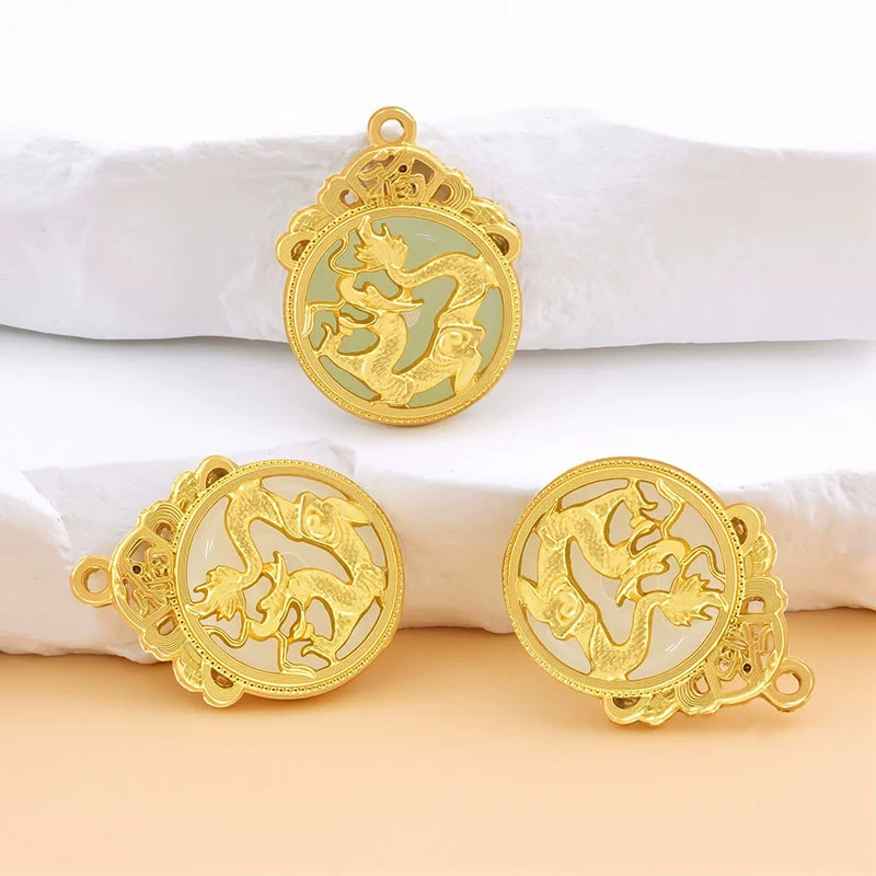 Узор дракона, глазурованный цинковый сплав, ювелирные изделия, имитация нефрита, кулон, новый китайский стиль, династия Хань, Song, парчовая одежда, аксессуары, поделки
