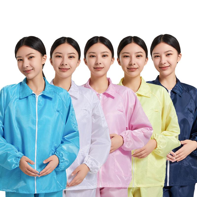 防静电服条纹上衣分体防护防尘服喷漆男食品女制药蓝色无尘工作服