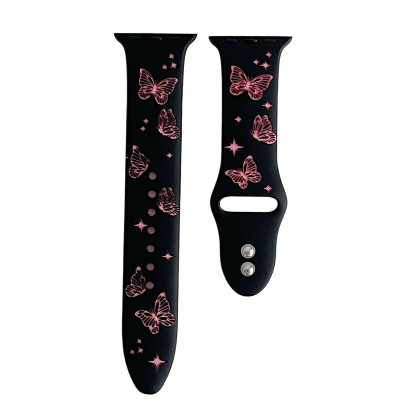 Double-Buckle Two-Tone Engraved Watch Band Suitable for All Apple Watch Models 38Mm--49Mm S10