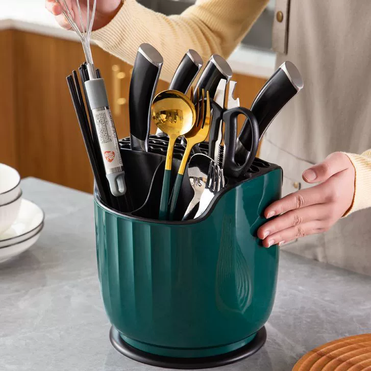 Kitchen rotating knife rack on the table of multi -functional chopsticks, chopsticks cylinder knife holder integrated storage box home kitchen shelf