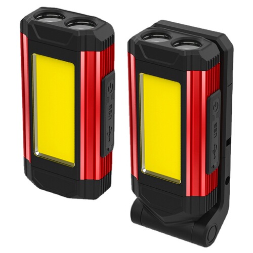 COB High-Intensity Automotive Repair Work Light with Foldable Hook, Strong Magnet, and Multifunctional LED Camping and Emergency Repair Flashlight