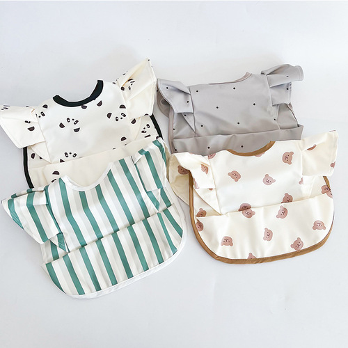 ins Korean version baby food bag angel wings PU waterproof bib children's bib food supplement anti-dirty saliva bag